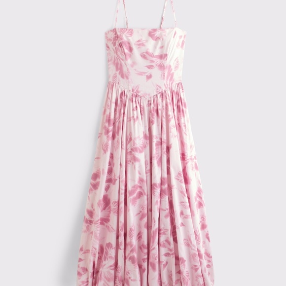 Abercrombie & Fitch Dresses & Skirts - Abercrombie & Fitch Dipped-Waist Bubble Hem Midi Dress pink floral